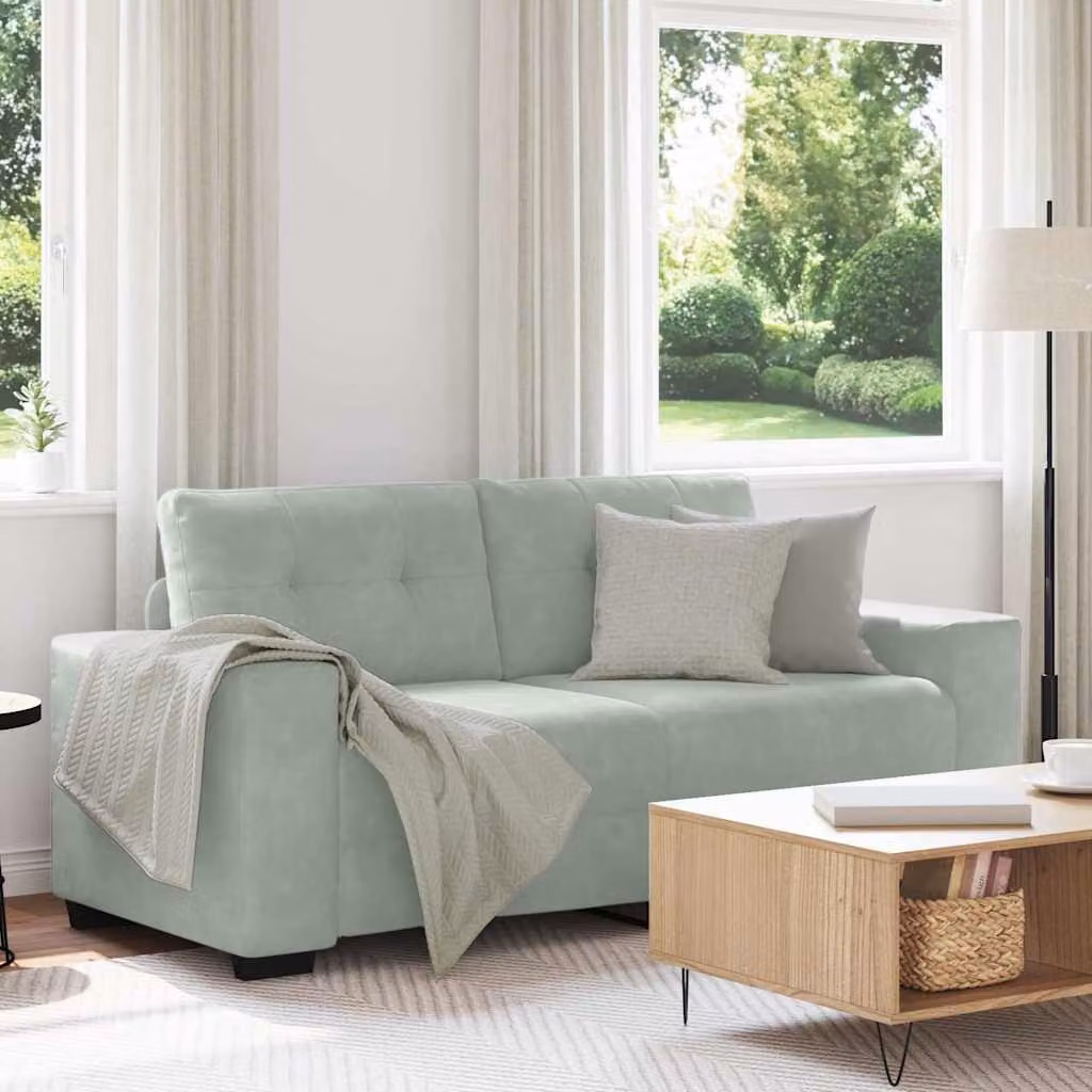 Divanetto moderno vidaXL in velluto grigio con cuscini, L: 180 cm, P: 77 cm, H: 82 cm