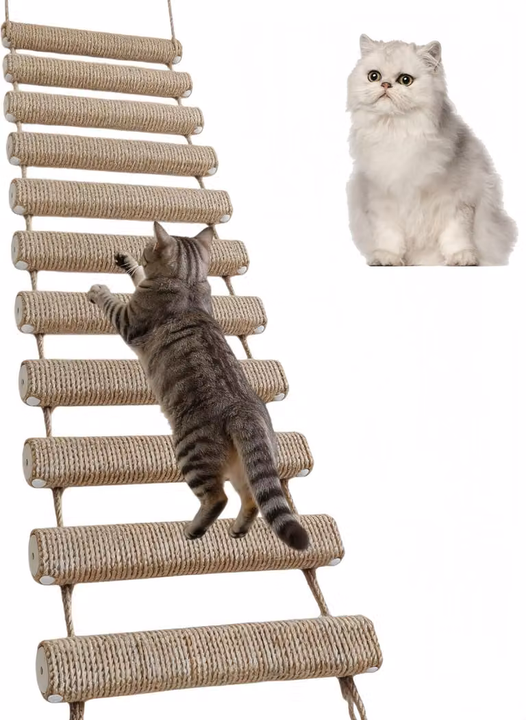 Struttura per arrampicata per gatti, scala per gatti, struttura per arrampicata con corda di sisal per accessori per gatti, passerella a muro per gattini, mobili per animali domestici (color kaki)