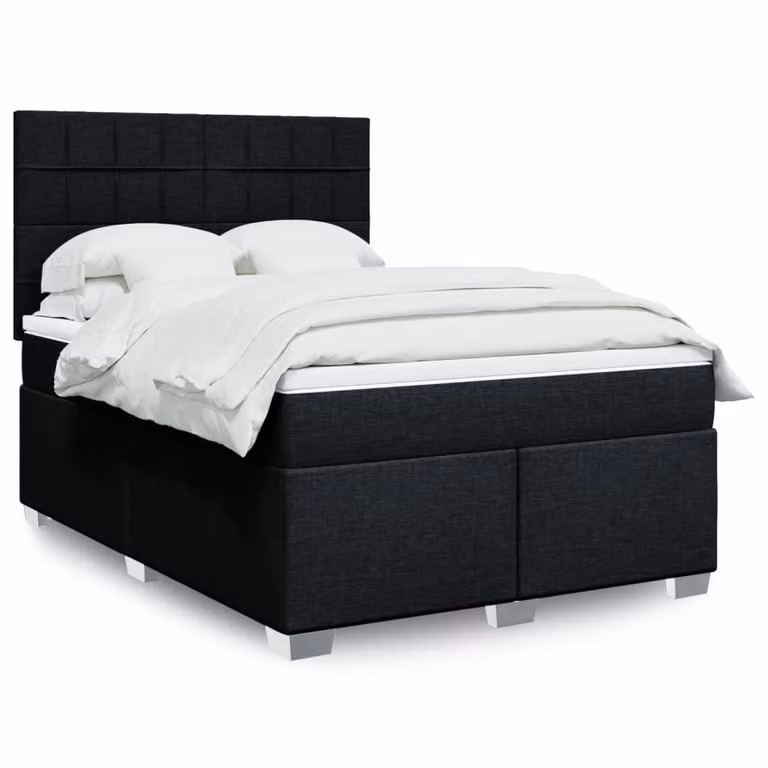 vidaXL Giroletto a Molle con Materasso Nero in Tessuto L/P/H: 140 x 190 cm