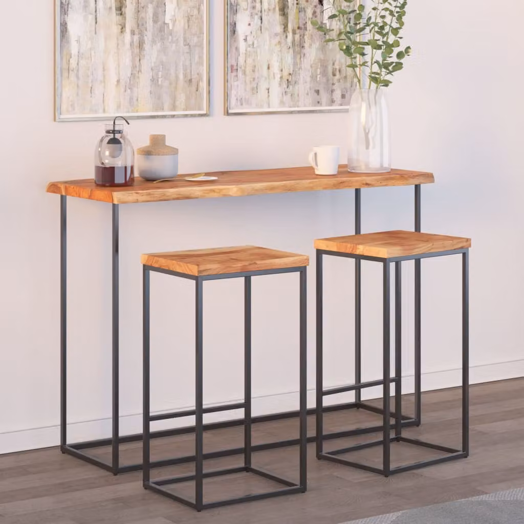 Piano Tavolo Rettangolare in Legno di Acacia con Bordi Vivi Marrone vidaXL L: 110 cm, P: 40 cm, H: 2,5 cm