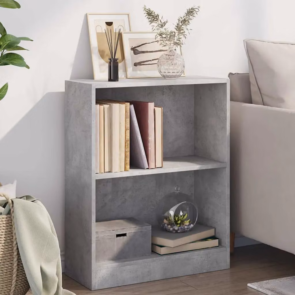 Libreria moderna vidaXL in legno multistrato e MDF, Grigio Cemento, L: 60 cm, P: 24 cm, H: 76 cm