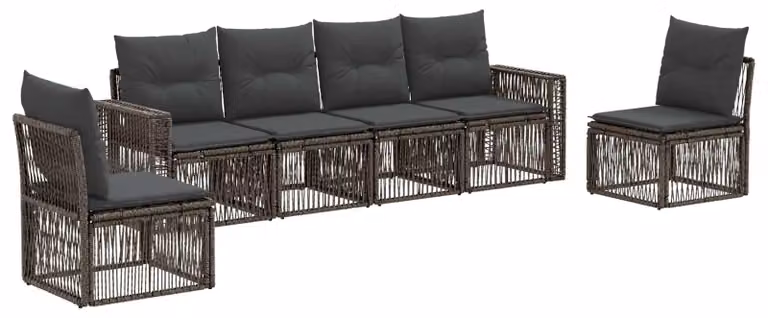 Set di divani da giardino, 6 pezzi, grigio e grigio scuro, in rattan sintetico