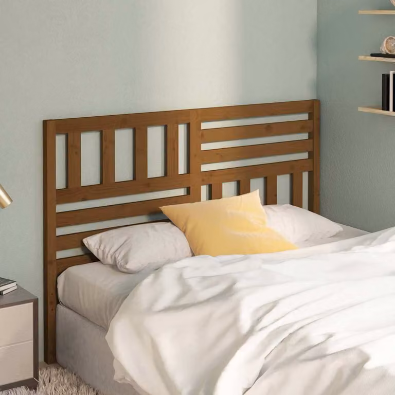 Testiera per letto vidaXL in legno massello di pino, colore marrone, L: 156 cm, P: 4 cm, H: 100 cm