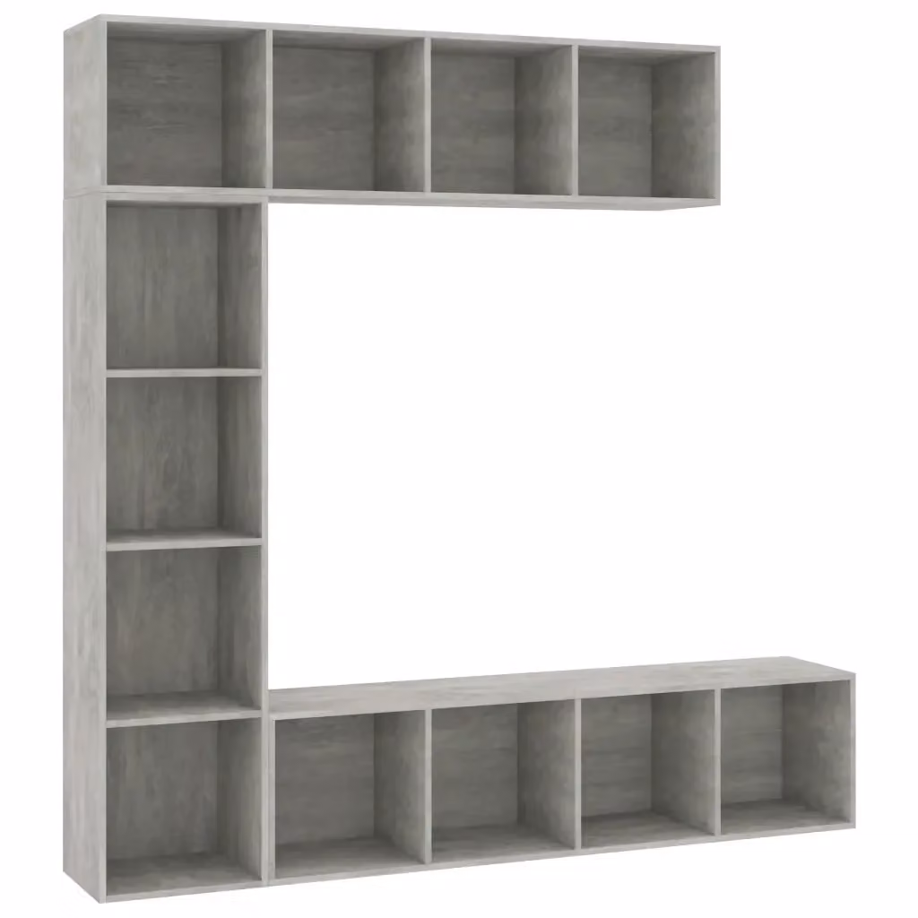 Set di mobili libreria e porta TV vidaXL composto da 3 pezzi in colore grigio con finitura opaca L: 180 cm, P: 30 cm, H: 180 cm – 2