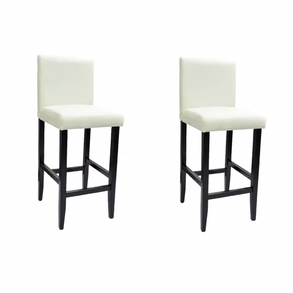 Set di 2 sgabelli da bar vidaXL in similpelle bianca con struttura in legno e metallo – 2