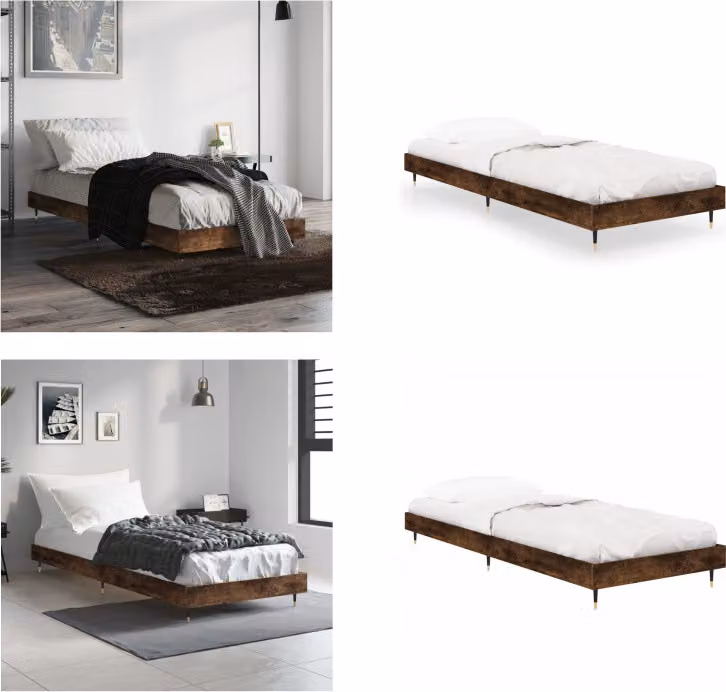 vidaXL Struttura letto in rovere affumicato 75x190 cm Materiale a base di legno - Struttura letto - Cornici letto - Struttura letto - Letto