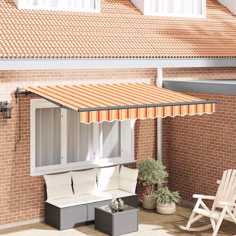 Tenda retrattile vidaXL con bracci pieghevoli in alluminio e tessuto in poliestere, Giallo, L: 350 cm, P: 200 cm