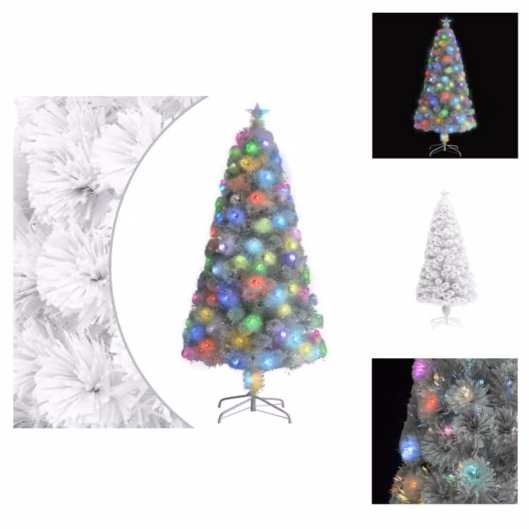 vidaXL Albero di Natale artificiale con illuminazione bianco 120cm in fibra di vetro - Alberi di Natale