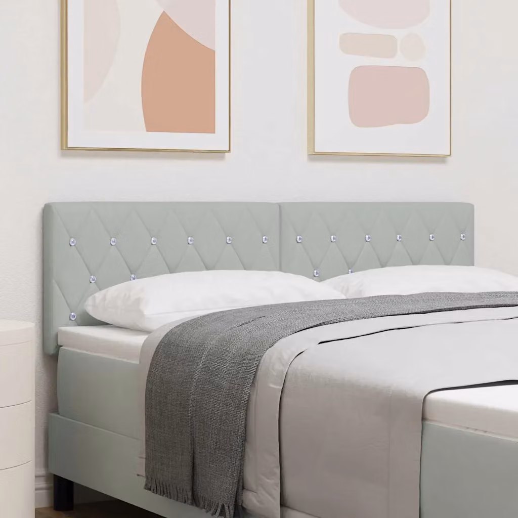 Testiera per letto con illuminazione LED vidaXL in velluto grigio chiaro, Larghezza: 144 cm