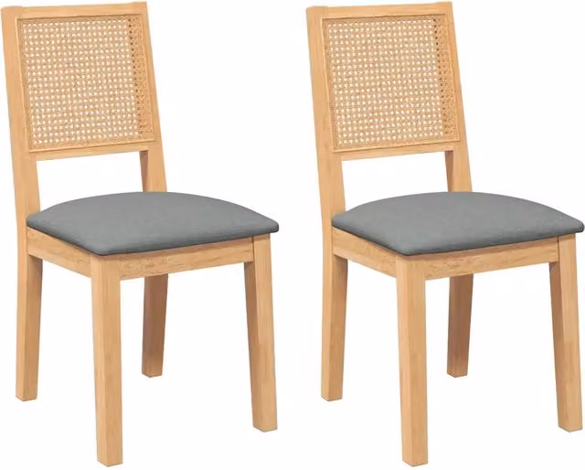 Set di 2 sedie da pranzo DESIGN IN in legno di Hevea con cuscini in tessuto grigio – 1