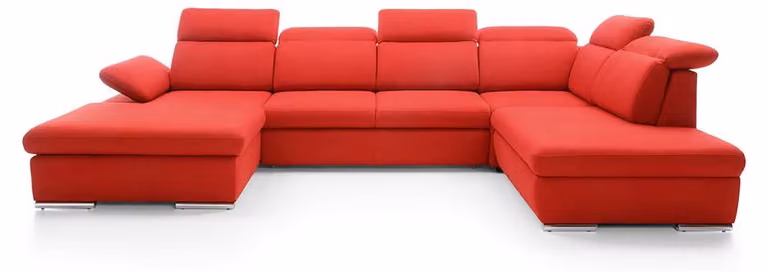 Ecksofa Wohnlandschaft Couch Polster Sofa Leder Eck Garnituren Rot