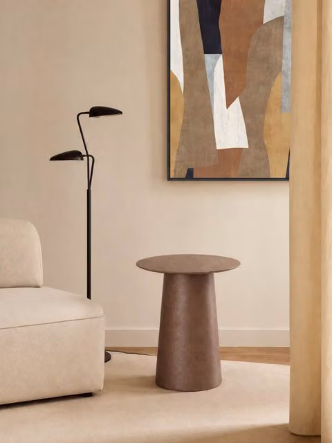 Tavolino da caffè rotondo Tokyo marrone Kenay Home L: 45 cm, P: 45 cm, H: 45 cm