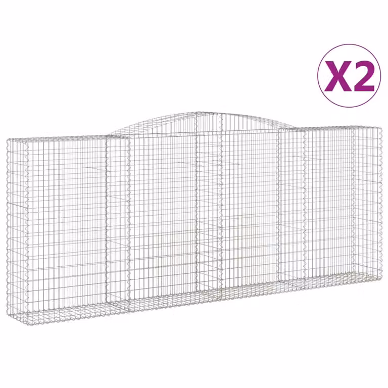 Cesti Gabbioni ad Arco 2 pz 400x50x160/180 cm Ferro Zincato