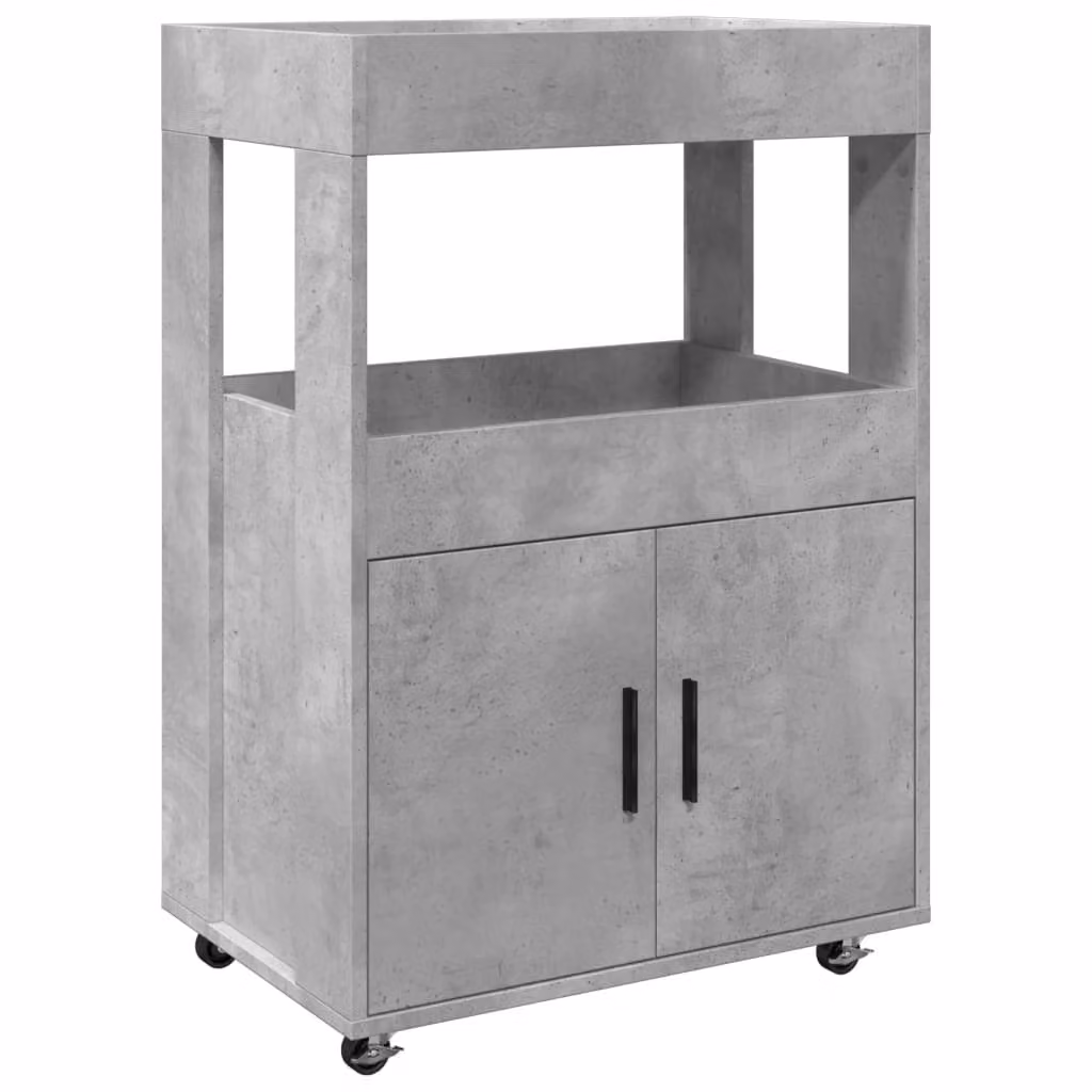 Carrello bar grigio cemento 60x39,5x89 cm materiale in legno
