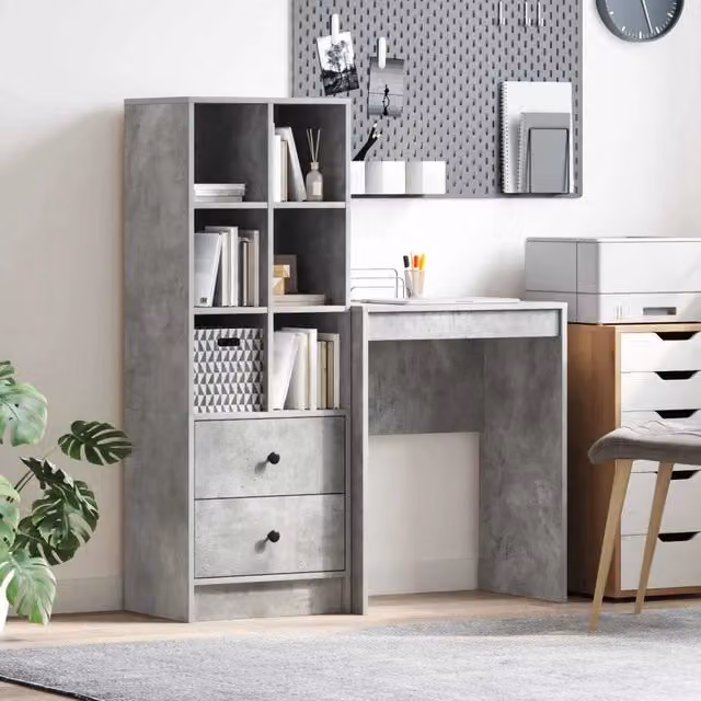 Scrivania Grigio cemento 105,5 x 34 x 127 cm 2 pz 3337300