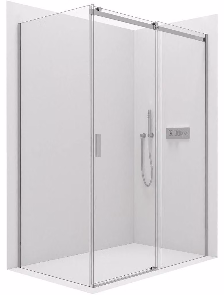 Cabina doccia Santoro L/P - 8 mm - cromata, vetro trasparente - 130x100x195 cm - scorrevole