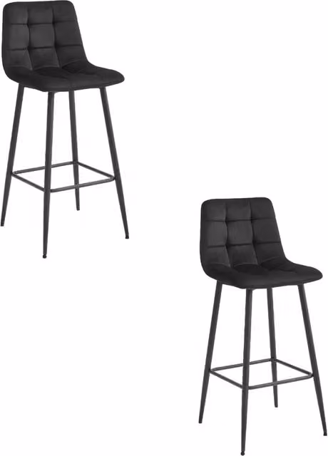 Set di 2 Sgabelli Bar Arceto in Velluto Nero
