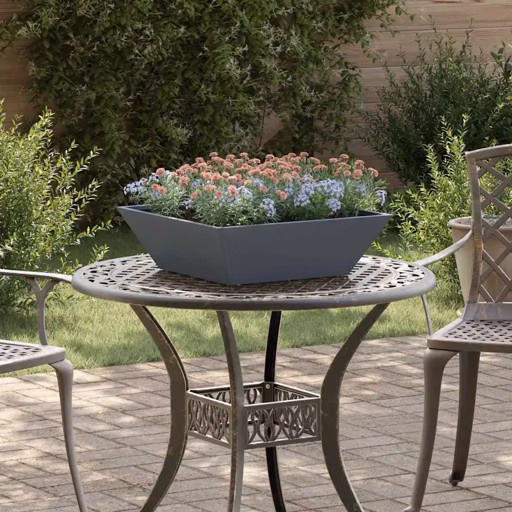 Set di 5 vasi da giardino vidaXL in acciaio, colore antracite, L 50 x P 50 x H 15 cm