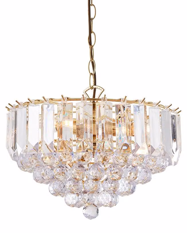Lampada a sospensione FARGO in ottone 3xE14x15W in acrilico, dimensioni: 151x39x39 cm, IP20, Endon