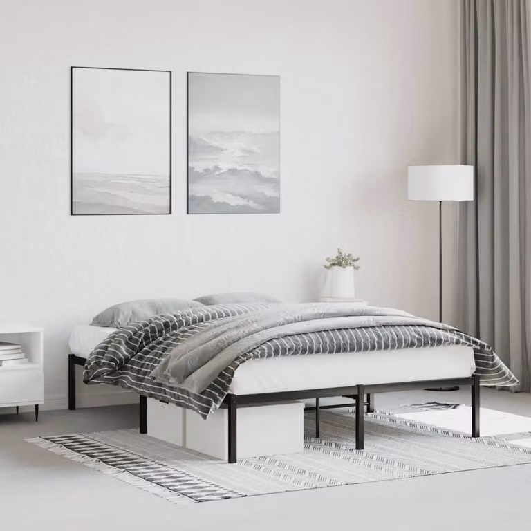 vidaXL Giroletto in Metallo Nero per Adulti L/P/H: 140 x 190 x 31 cm