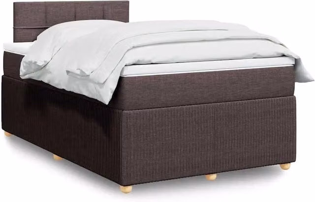 Letto Ibrido vidaXL con Giroletto a Molle e Materasso in Tessuto Marrone e Bianco L/P: 120 x 200 cm