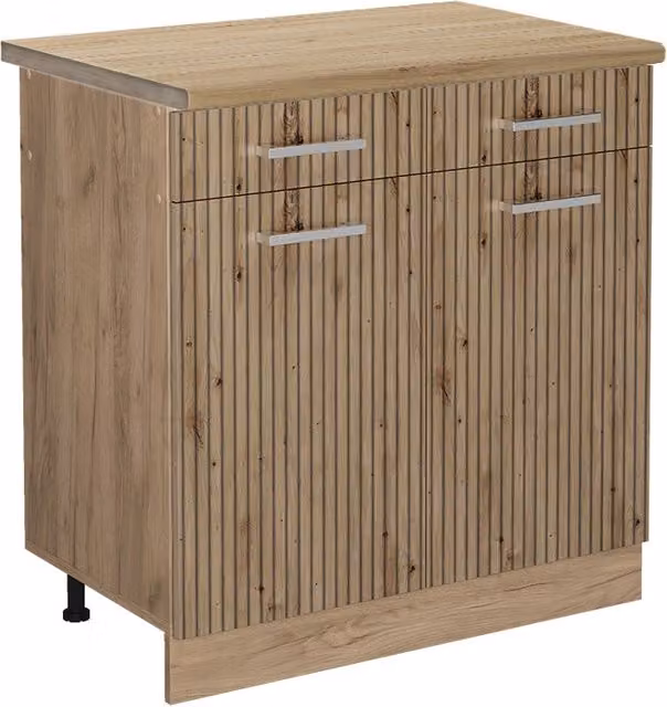 Mobiletto base per cucina R-Line Rovere artigianale/Rovere dorato 80 cm, PL Rovere Vicco