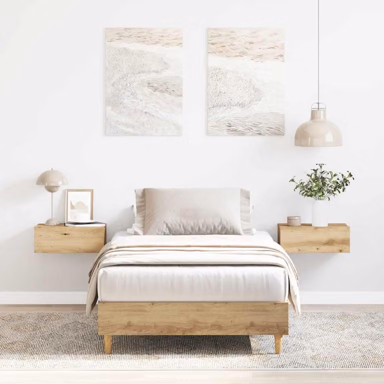Giroletto vidaXL in legno stile scandinavo, colore rovere e beige, L/P/H: 90 x 200 cm