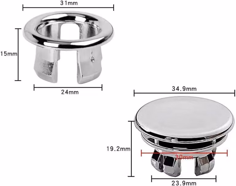 Anello di troppo pieno per lavandino, 8 pezzi, plastica, universale - Anello di troppo pieno in zinco per cucina e bagno