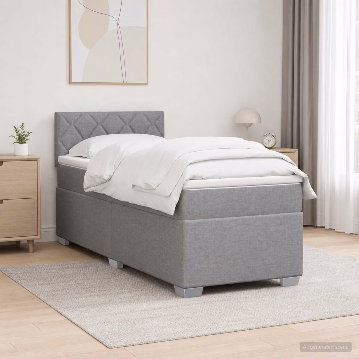 Letto box spring con materasso ibrido vidaXL Grigio Chiaro L: 80 cm, P: 200 cm