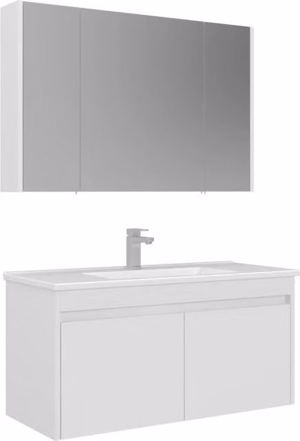 Set mobile lavabo con specchio Arno 100 Hanah Home Bianco L: 100 cm, P: 45 cm, H: 52 cm – 1