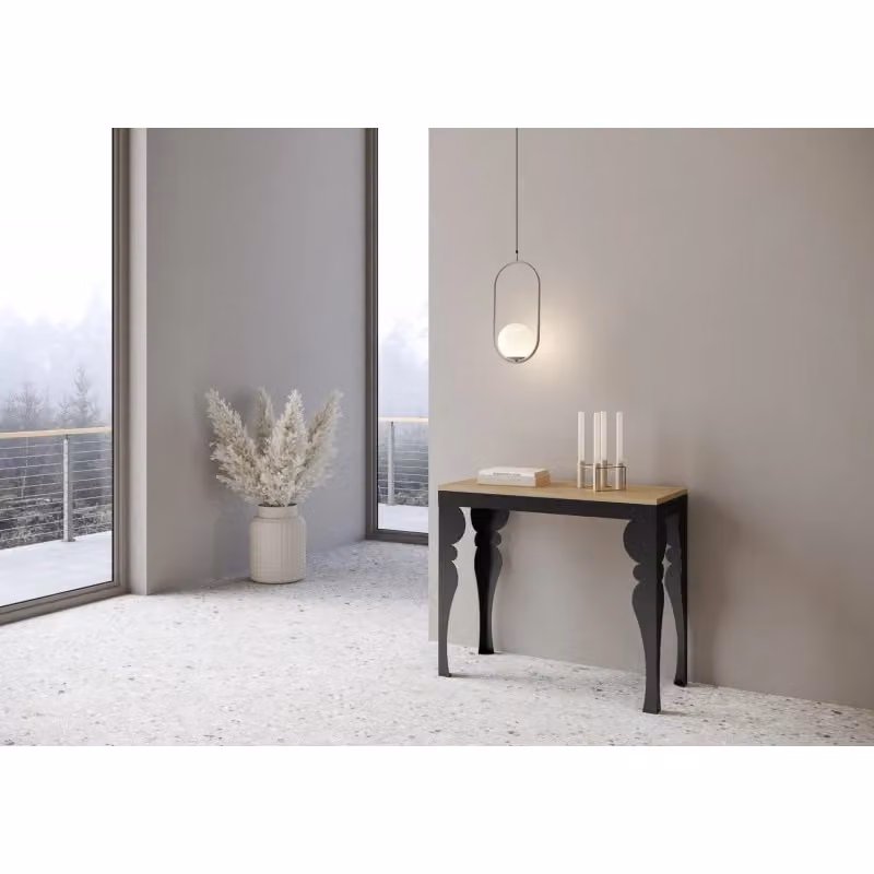 Consolle allungabile Itamoby Paxon Evolution con telaio Antracite e finitura Quercia Natura L/P/H: 90 x 40/300 x 77 cm – 2
