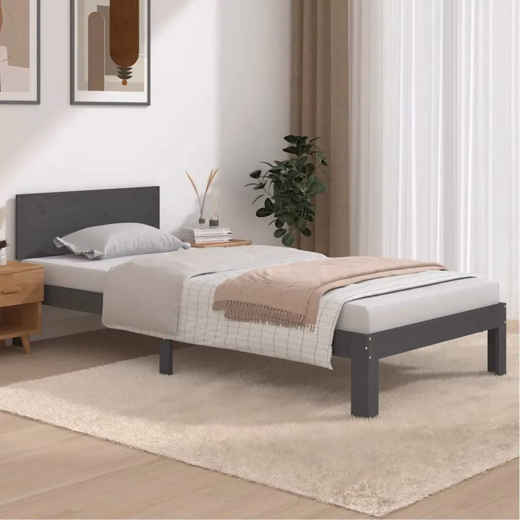 Giroletto vidaXL in legno massello di pino grigio, L/P/H: 200 x 90 x 69,5 cm