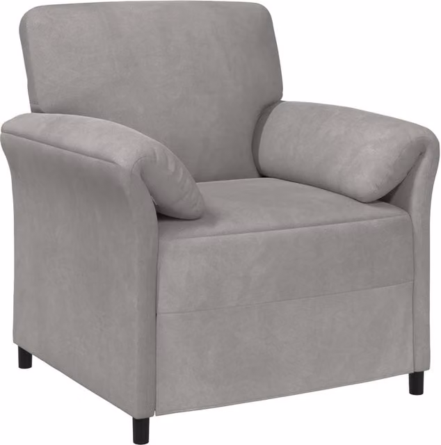 Divano singolo moderno in velluto grigio con struttura in metallo per soggiorno L: 88 cm, P: 83 cm, H: 95 cm – 1