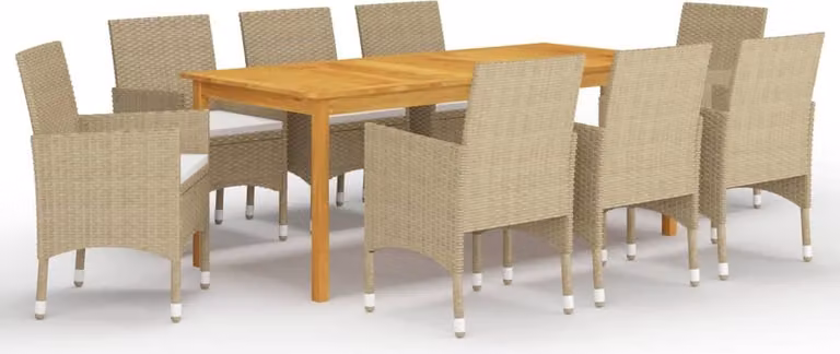 Maison Exclusive - Set da pranzo da giardino da 9 pezzi, beige