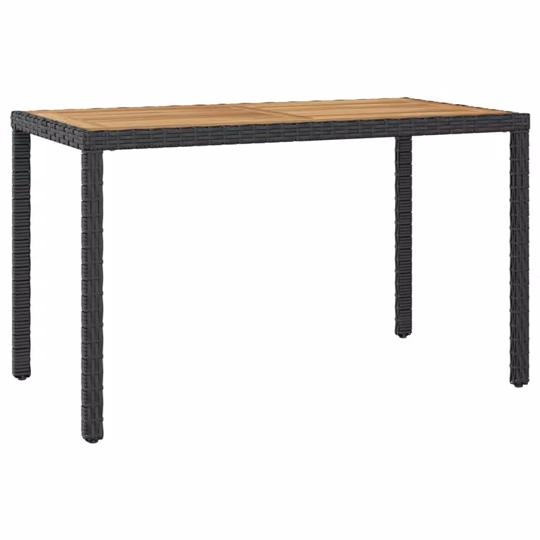The Living Store tavolo da giardino nero e marrone 123x60x74 cm in legno massiccio di acacia