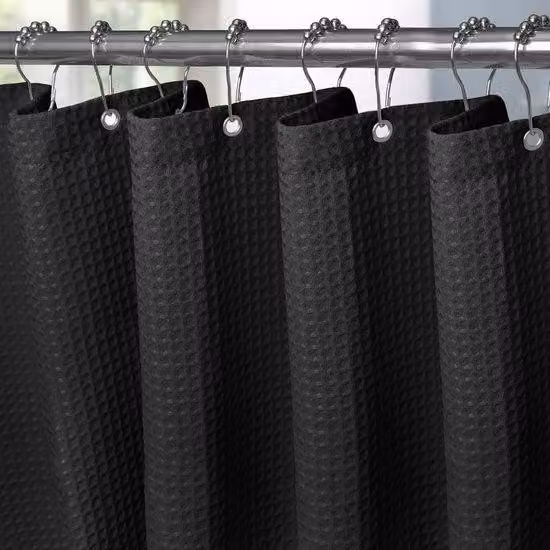 Tenda da doccia in tessuto - impermeabile e antimuffa - 1 pezzo - nera - 92 x 182 cm