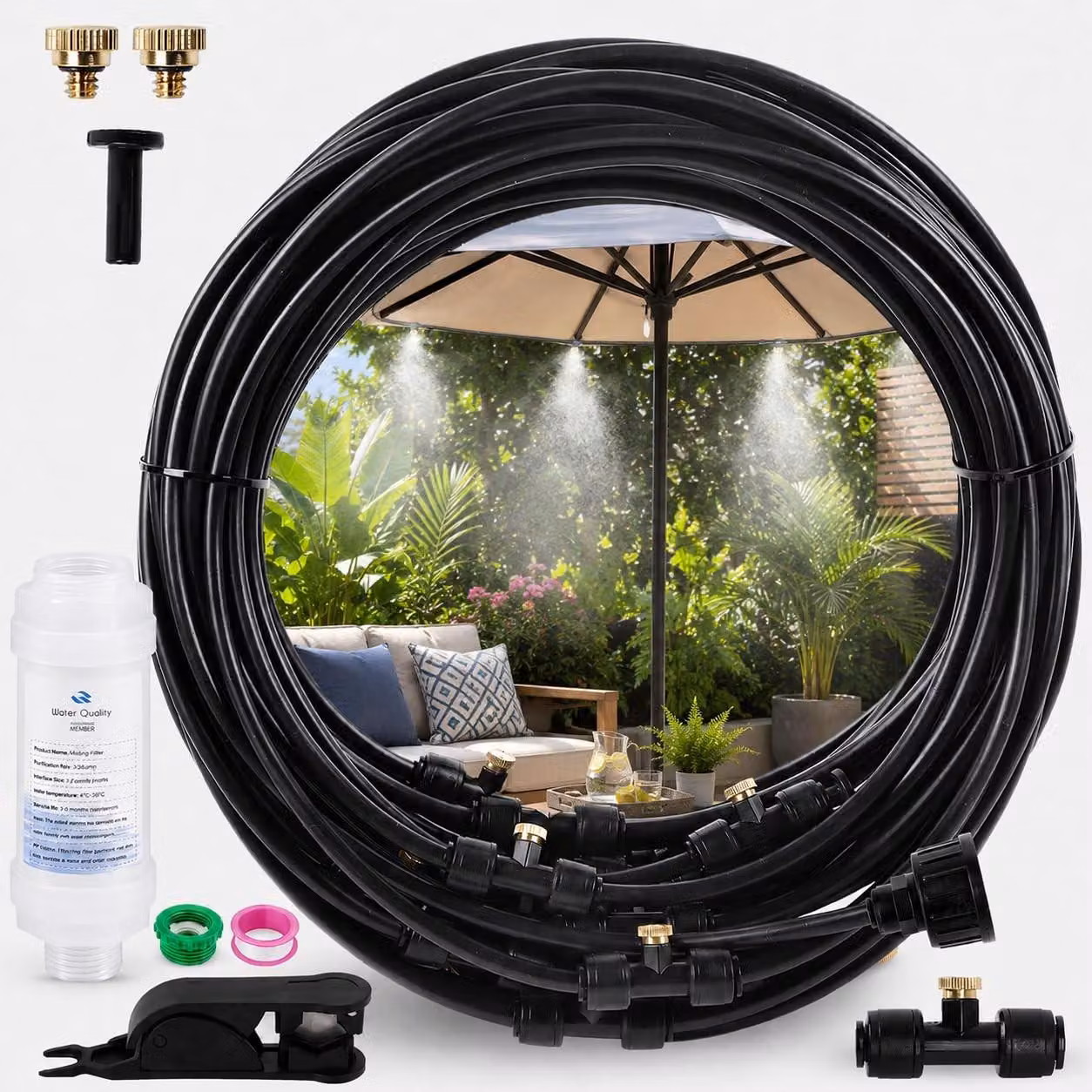 Kit di raffreddamento a spruzzo da 18 metri per giardino e serre