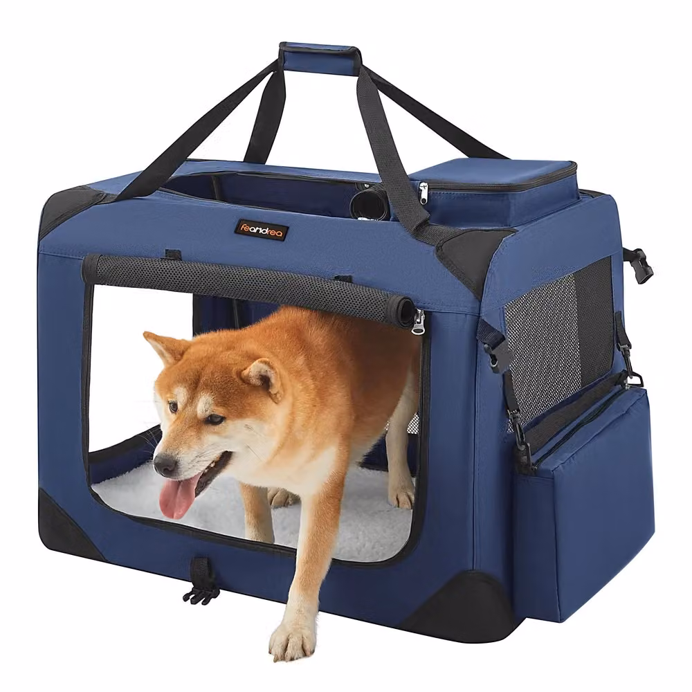 Trasportino per Cane in Tessuto, Blu Scuro / 70 x 52 x 52 cm