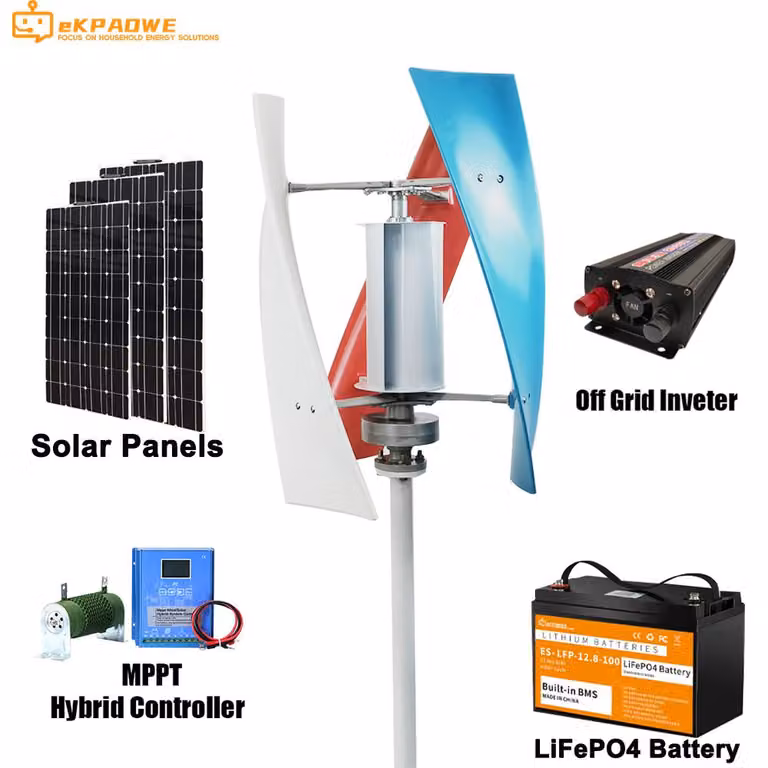 Generatore eolico verticale AS 3000W 48V - Generatore di energia sostenibile con pannello solare