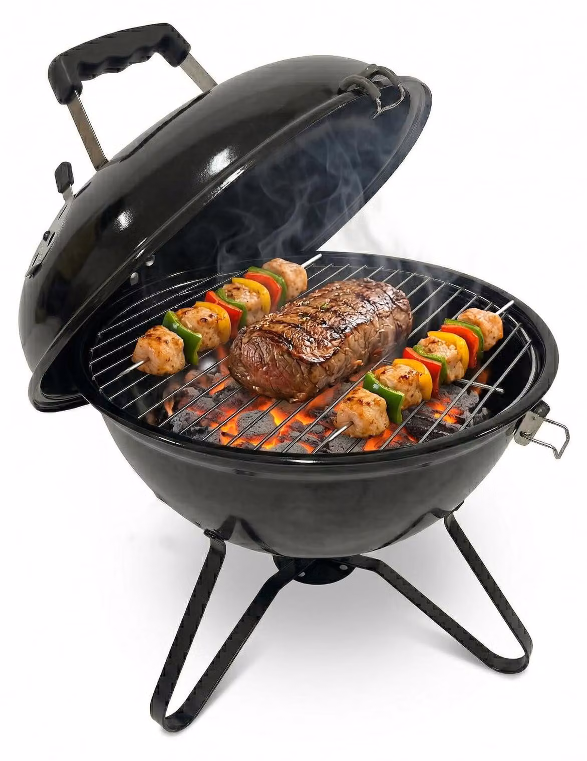 Barbecue a carbone - Modello compatto per giardino e terrazza - 37x37x45 cm