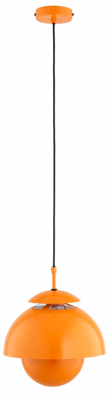 Lampada a sospensione con paralume aperto nella parte superiore RUNO giallo-arancione 1xE27x15W metallo dim.: 85x27x27 cm IP20 Alfa