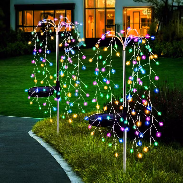Catena luminosa a energia solare con motivi di salice, confezione da 2, 240 LED, 8 modalità
