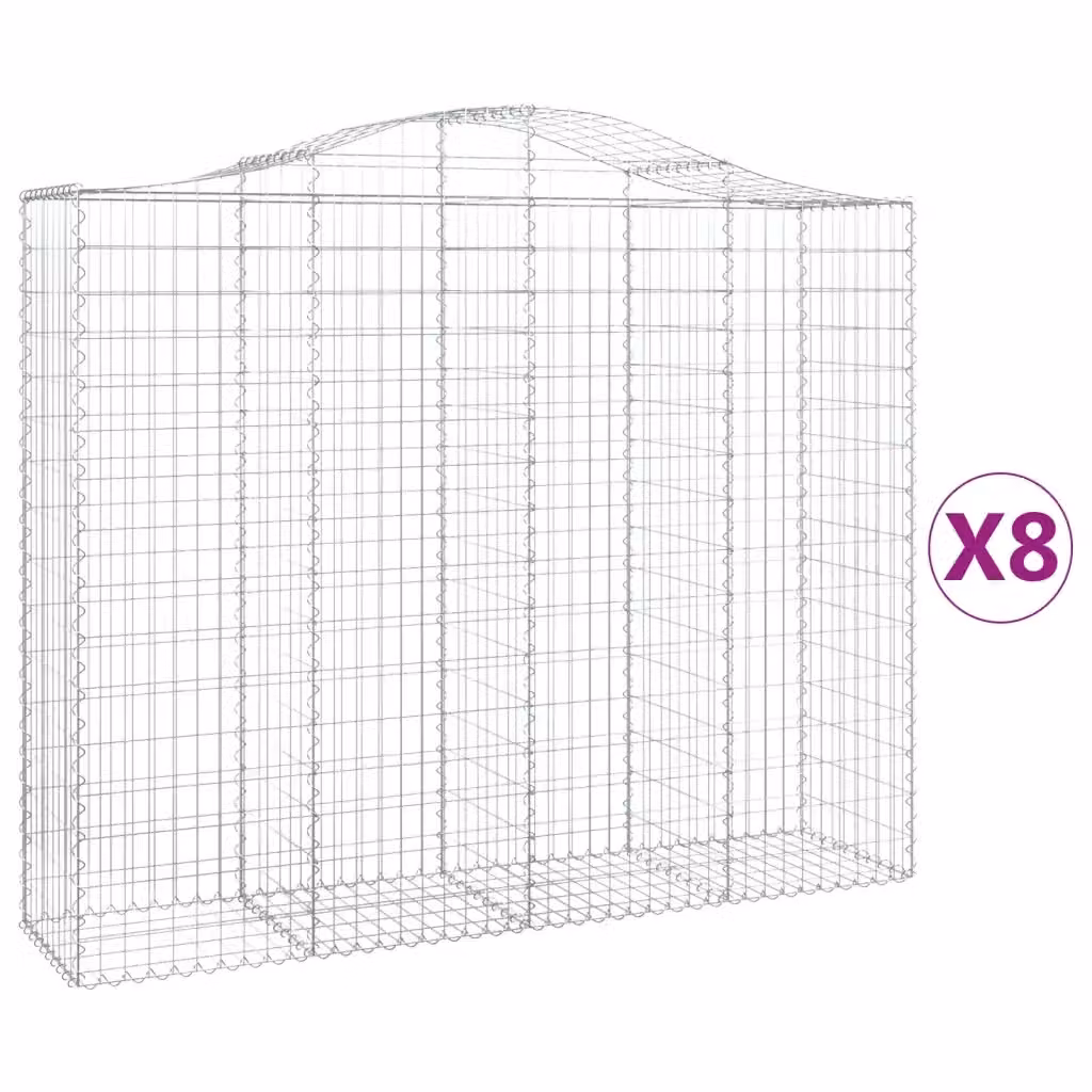 Set di 8 Cesti Gabbioni ad Arco Videx in Acciaio Zincato Grigio L: 200 cm, P: 50 cm, H: 160/180 cm – 2