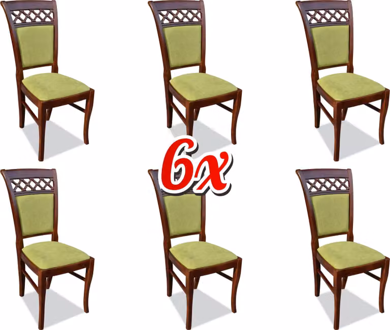 Esszimmer Stühle Holz Design Sessel Polster Set 6x Stühle Stuhl Textil Gruppen