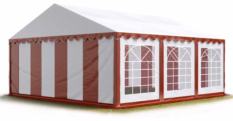 TOOLPORT Tendone per feste 4x6 m PVC rosso-bianco 100% impermeabile Tendone da esterno Tenda party