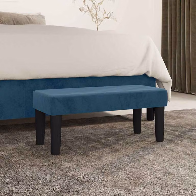 Panca moderna vidaXL in velluto blu L: 70 cm, P: 30 cm, H: 30 cm