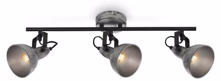 Plafone retrò 3xE14 orientabile e girevole 40W metallo argento antico Briloner