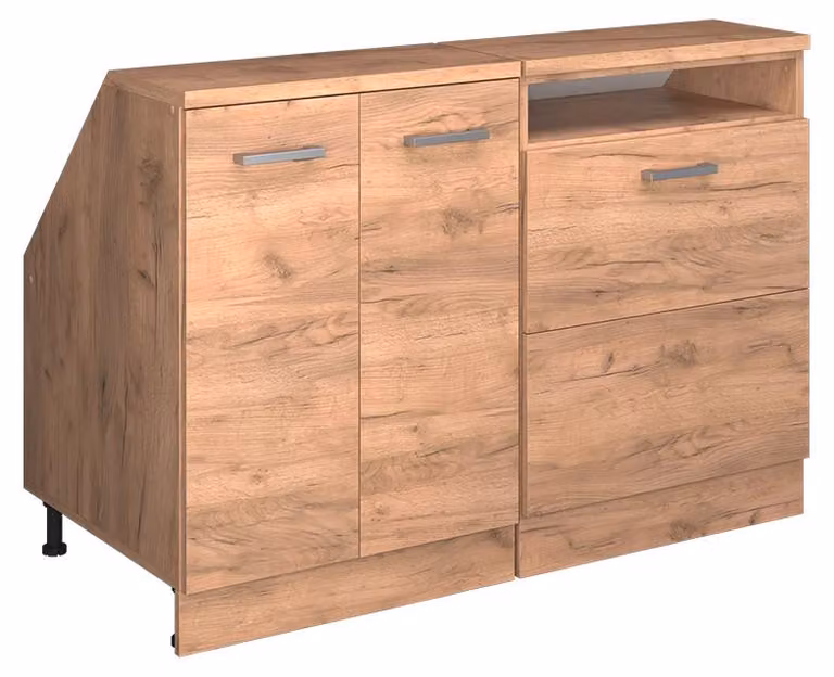 Mobile cucina sottotetto Vicco R-Line Rovere dorato 120 cm Set di 2 carcasse armadio profondità 60 cm, Model 60292