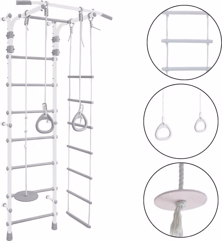 Barre a muro Bianco Pastello 2 | Palestra a muro in legno Bianco Pastello 2 | Struttura per arrampicata a muro Bianco Pastello 2