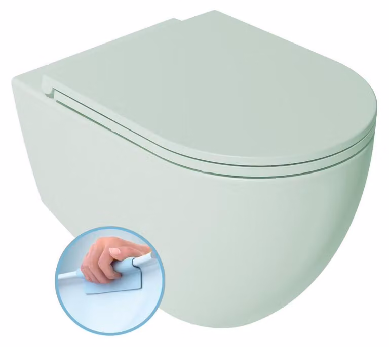 Water WC sospeso, senza brida, 36,5x53 cm, verde menta